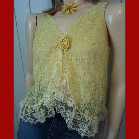 Boho Babe VTG 70s Sheer Chantilly Lace Vest Top - Picture 6 of 6